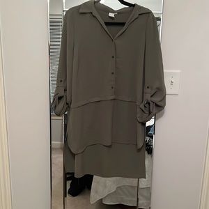 Olive faux button down